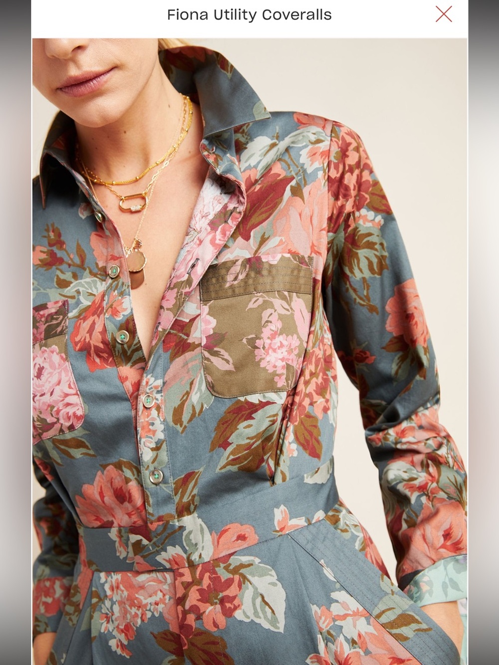 Fiona Floral Utility Jumpsuit Coverall Anthropologie - Picture 3 of 8